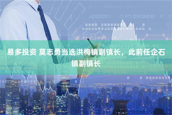 易多投资 莫志勇当选洪梅镇副镇长，此前任企石镇副镇长